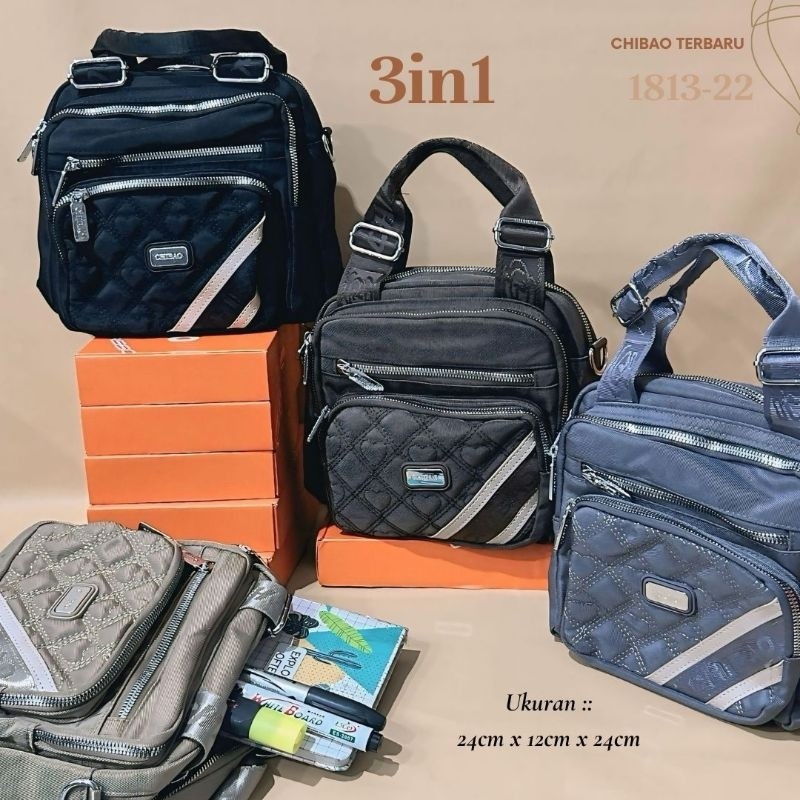 RE33 CHIBAO - Tas Selempang 3 in 1 1813-22-P-108 Model Sling Bag WanitaTerbaru Kanvas Premium