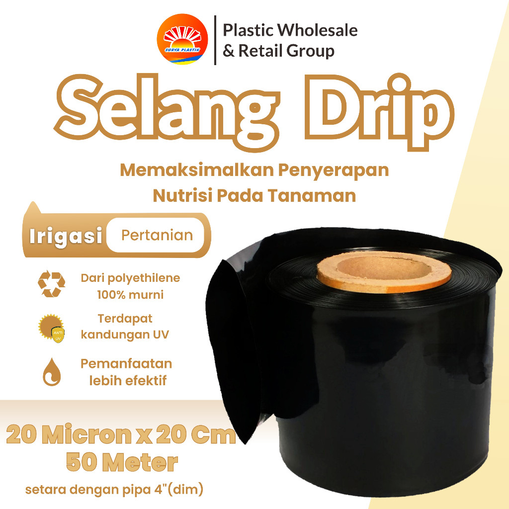 Selang Drip 20 micron 4 dim 50 meter - Pipa 4 inch