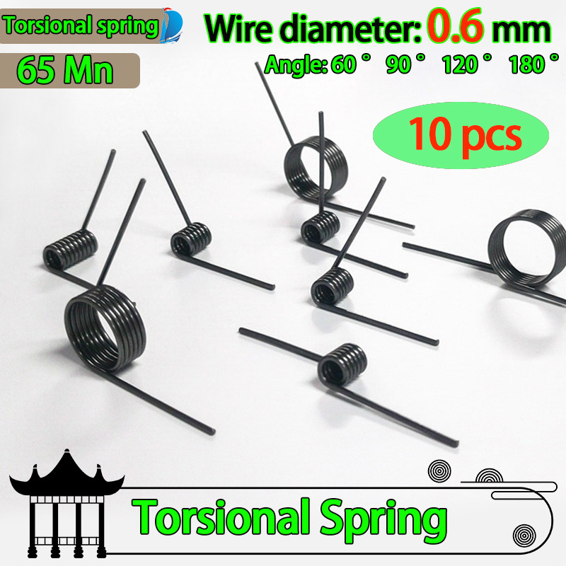 

65Mn Steel Torsion Spring Wire Diameter 0.6 Angle 60 90 120 180 Degrees Angle V-Shaped Spiral Hairpin Spring Clip 10 Pcs