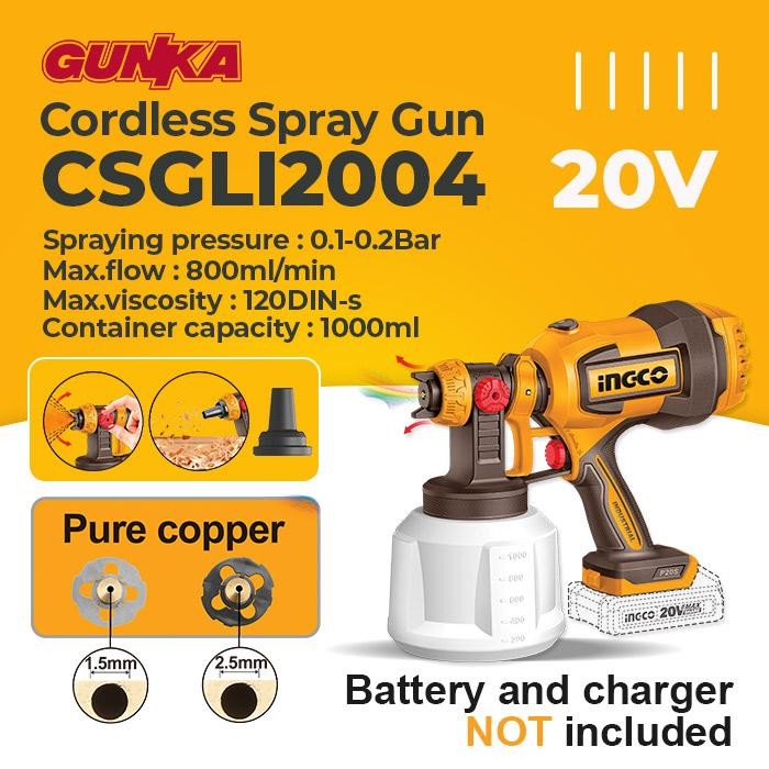 P20s Cordless Spray Gun 800cc INGCO CSGLI2004 Alat Cat Semprot Baterai Portabel Body Motor Mobil Tem