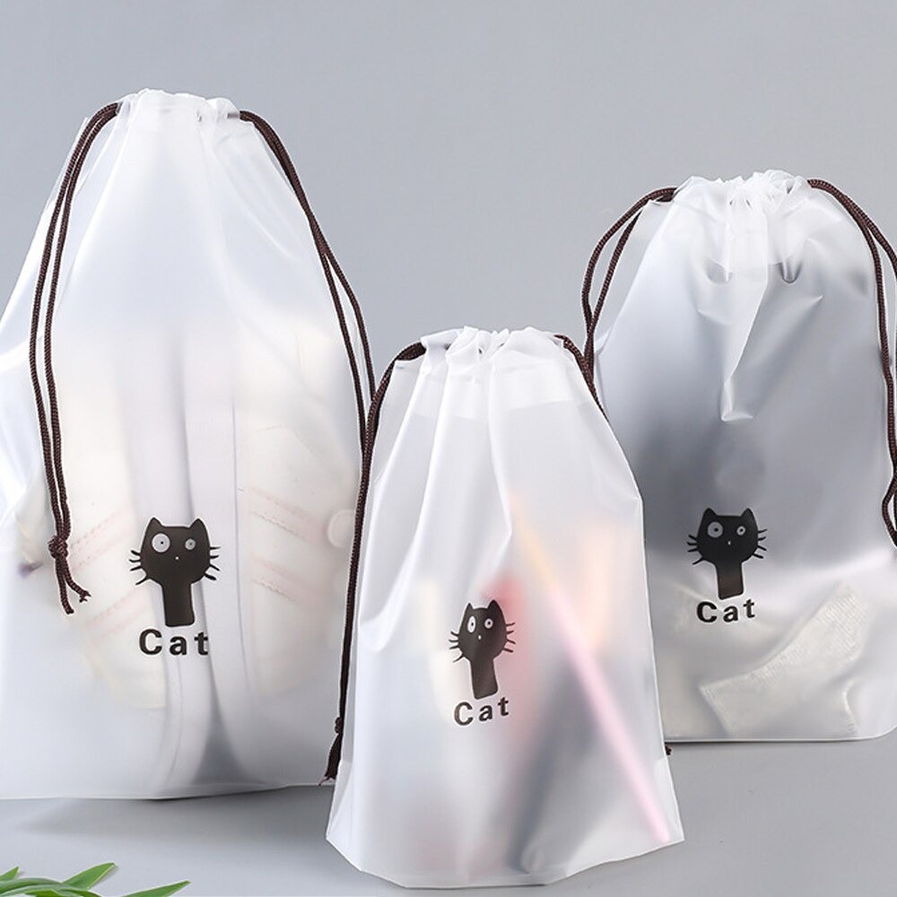 Kantong Pouch Plastik Serut Organizer Drawstring Bag Travel Serbaguna Tas Skincare Peralatan Mandi M