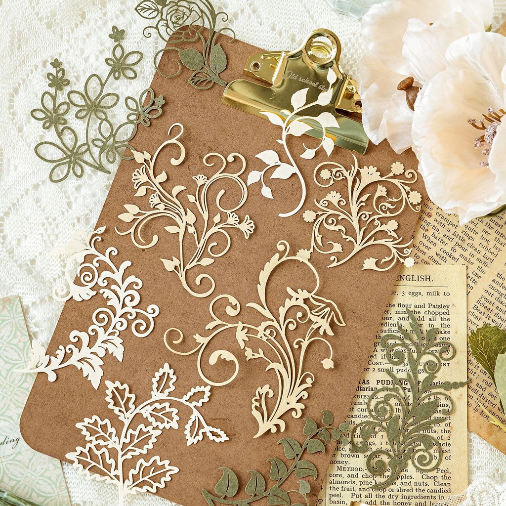 

10 pcs Vintage Flower hollow material paper Decorative Hand Account Diary Scrapbooking accessories Planner Craft Supplies