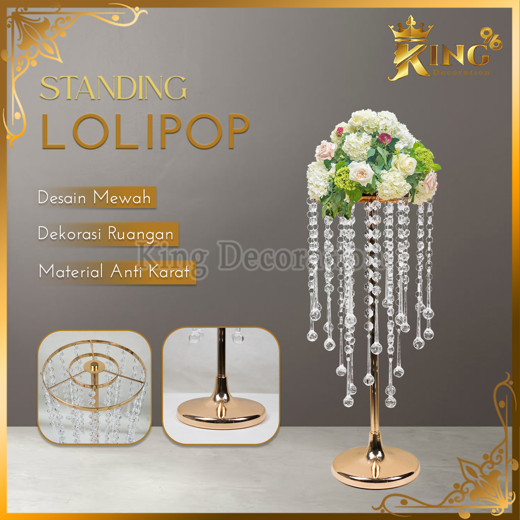 (KING) VAS BUNGA STANDING LOLIPOP | HIASAN MEJA MEWAH | DECOR WEDDING SURABAYA | DEKORASI PELAMINAN
