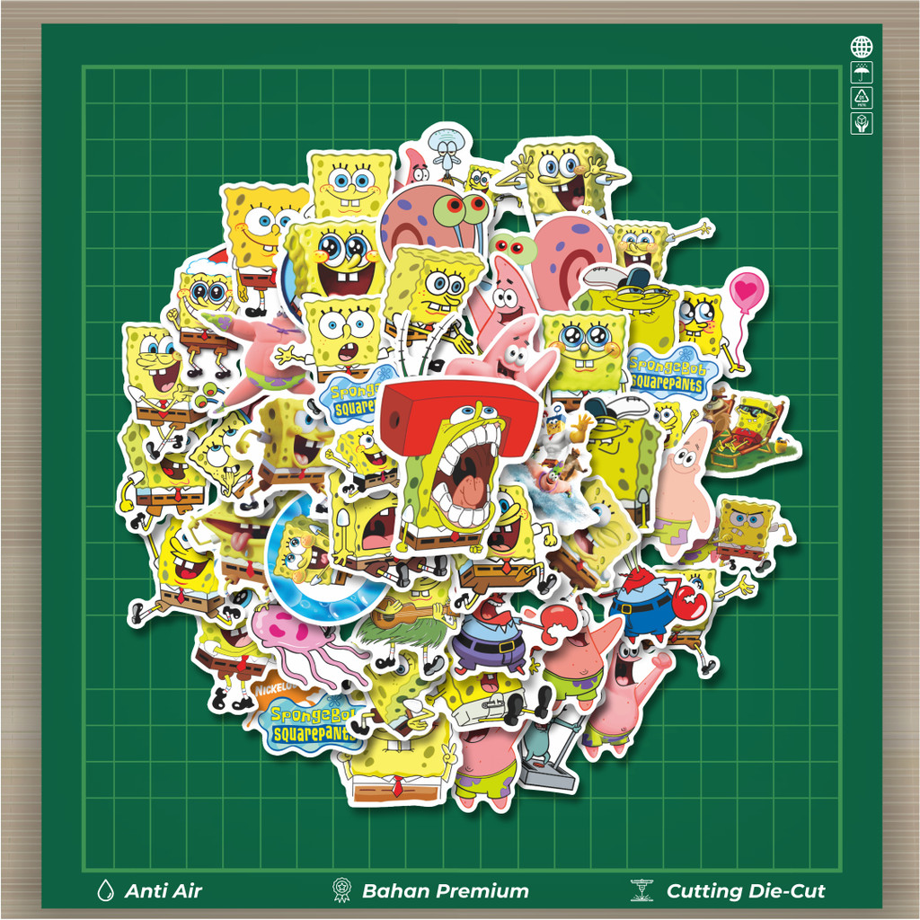 

HOT 50 PCS STIKER Sticker Kartun SpongeBob SquarePants Stiker Fashion Cars Decal Dingin Kartu Album Custom Vinyl Anti Air- Sticker Aesthetic Buku Journal Koper Casing HP Tablet Laptop Helm Motor Botol Minum