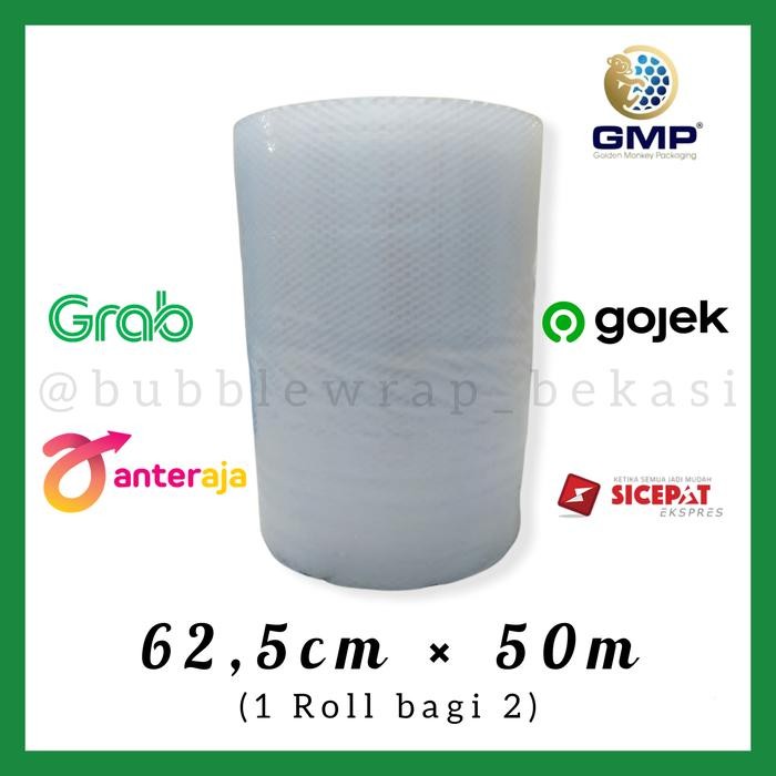 

Bubble Wrap Roll PREMIUM MURAH GMP 62,5CM X 50 Meter (1 Roll bagi 2) - Putih [terlaris]