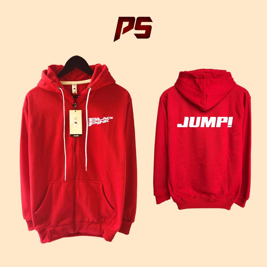 Jaket Hoodie Zipper Jump Blackpink Lisa Jennie Rose Jisoo font
