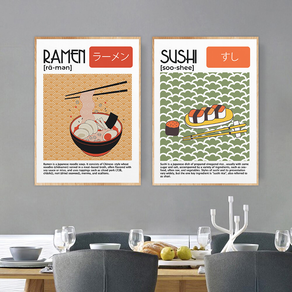 

Japanese Food Poster Ramen Sushi Noodle Wall Art The First Ramen Shop Canvas Painting Print Picture Kitchen Home Wall Decoration