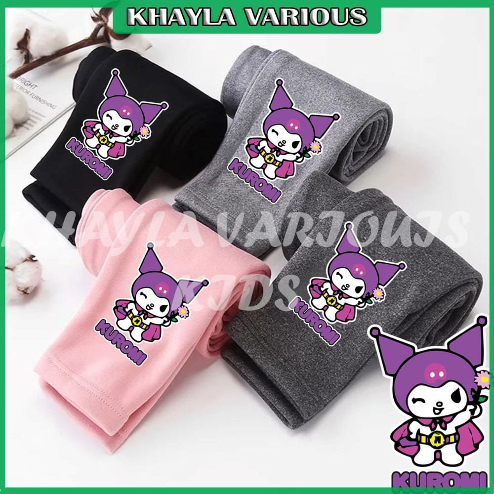 KHAYLA VARIOUS Celana Legging Anak Perempuan Bahan Jersey Premium Motif Sablon Dtf Kuromi Dbl Duo Fa