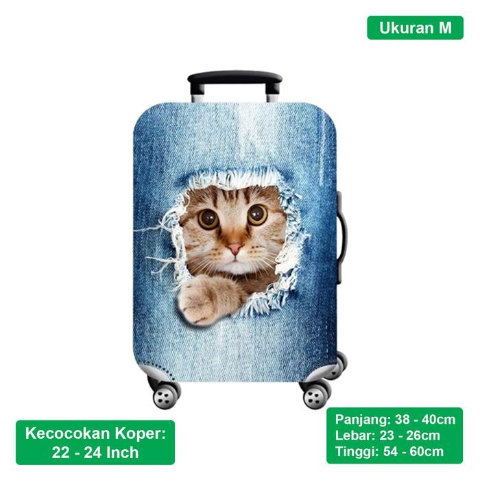Sarung Koper Luggage Suitcase Cover Travel Motif Polos Ukuran 18 20 22 24 26 28 30 32 Inch - 22-24 I