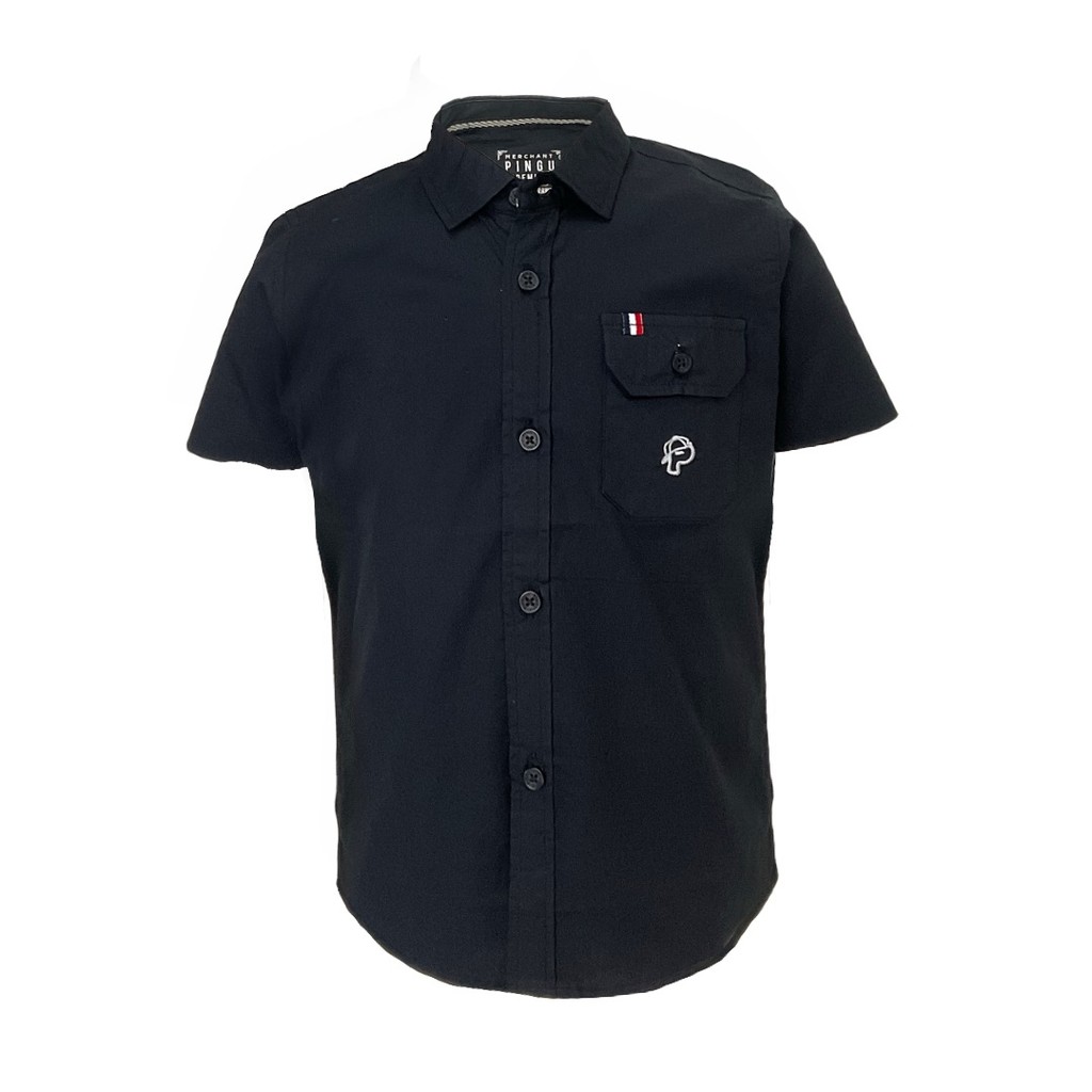 Pingu Kemeja Anak Laki Laki Polos Pendek Hitam 92202229