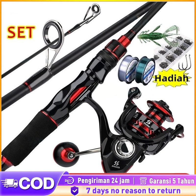 Sougayilang joran pancing 1.8m/2.1m 2 bagian pancing reel 2000 3000 4000 5000 6000 7000 joran spinin