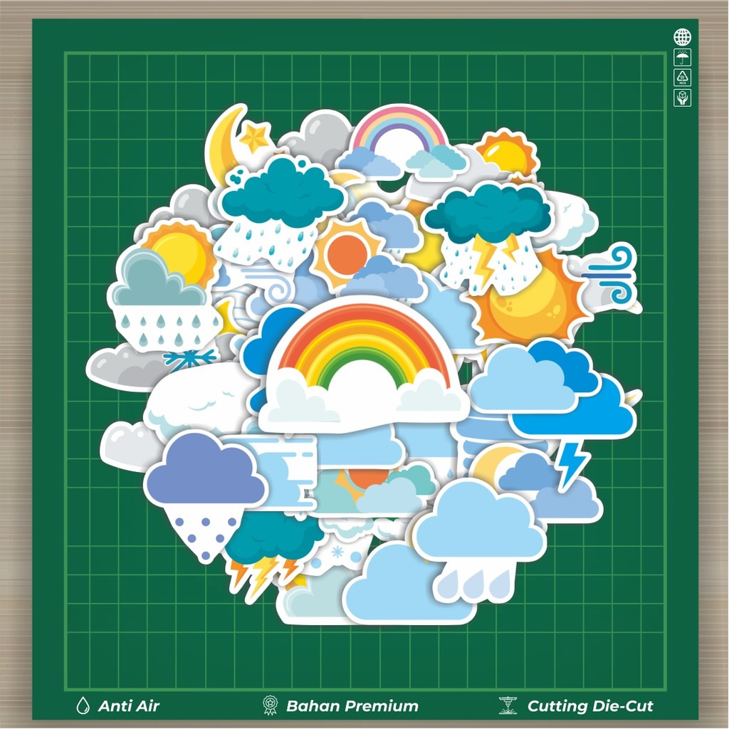 

HOT 50 PCS STIKER Stiker Weather [Cuaca] Stiker Fashion Cars Decal Dingin Kartu Album Custom Vinyl Anti Air- Sticker Aesthetic Buku Journal Koper Casing HP Tablet Laptop Helm Motor Botol Minum