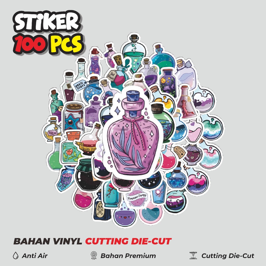 

Terbaru! 50 pcs Stiker Magic Bottle Series [Seri Botol Ajaib] Dekorasi Lucu Kreatif untuk Notebook, Skateboard, HP