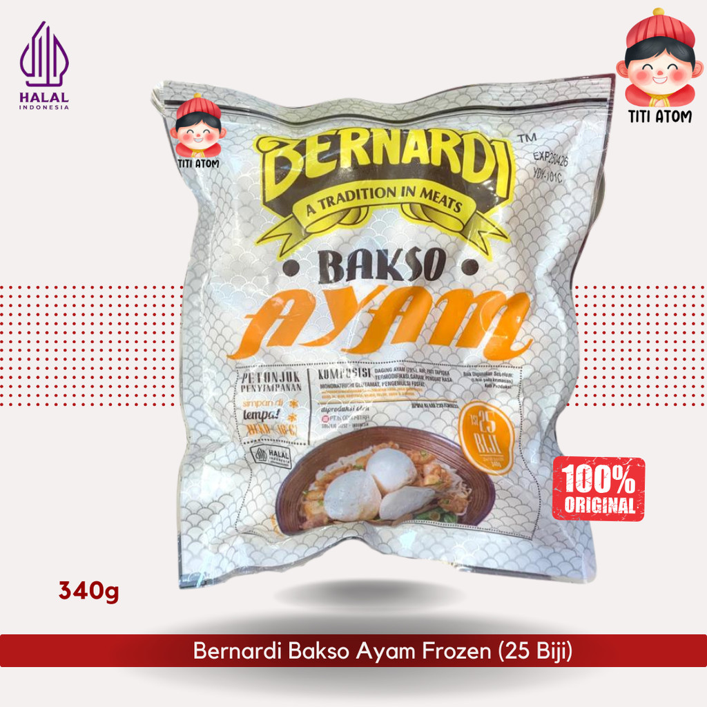 

Bernardi Bakso Ayam Chicken Meatball Frozen Food 340g 25 Biji