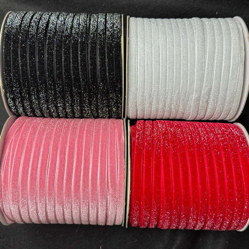 

1 YARD - GROSIR 6mm PITA BLUDRU GLITER HALUS SILVER | VELVET GLITER SILVER 0,6 cm