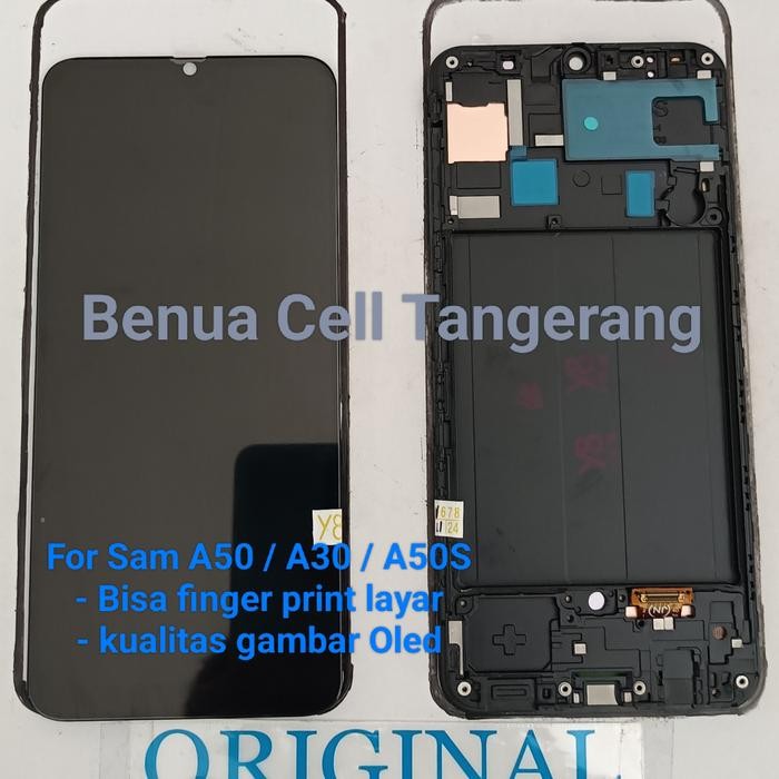 Lcd samsung A30 / A50 / A50S OLED + Frame + Finger print layar
