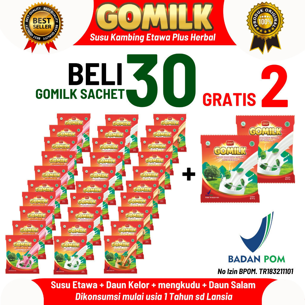 

[ PAKET HEMAT ] GOMILK SACHET iSusu Etawa Plus Herbal Daun Kelor