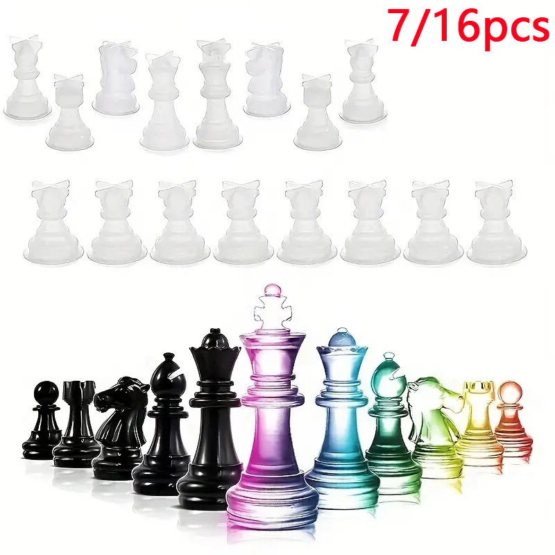 

16pcs/7pcs Checkerboard Chess Molds 3D Silicone Chess Resin Mold DIY Crafts Handmade Making Molds Family Party And Outdoor Games
