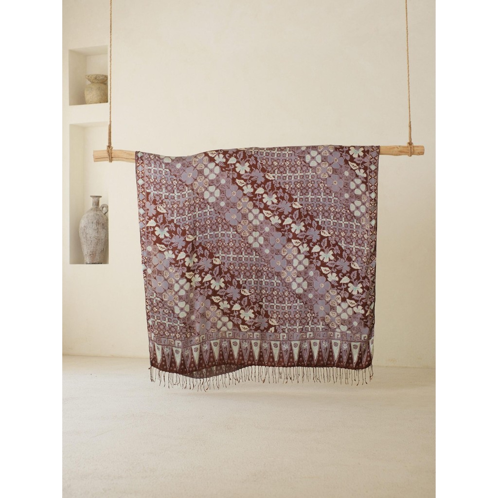 Batik Ratu - Selendang Sutra Batik Tulis - Semanggi - Blue