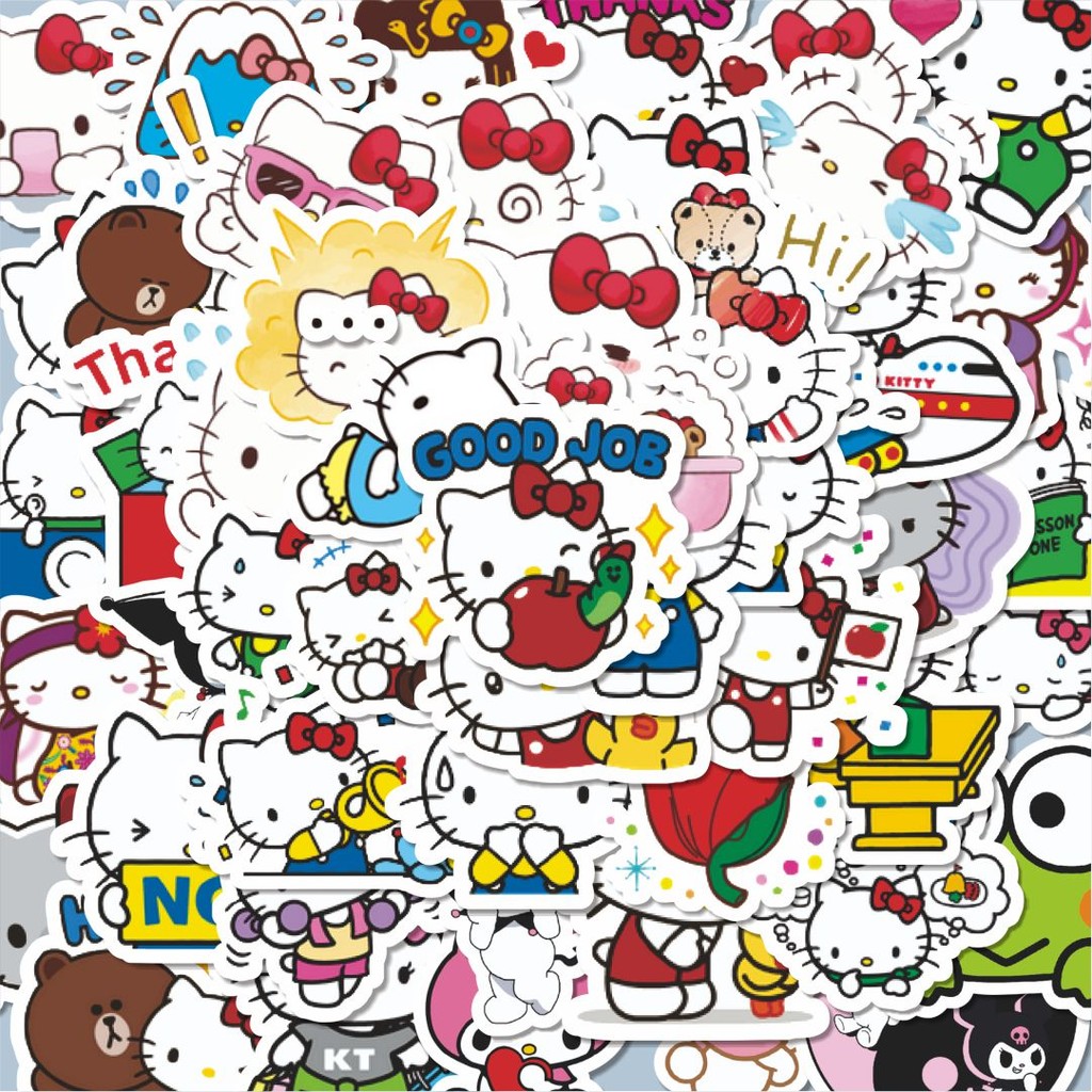 

100PCS Lucu Stiker Kartun Hello Kitty V9 Stiker Aesthetic Stiker Anti Air Stikers Berperekat Waterproof sticker decal buat Motor Helm Buku Journal Koper Casing HP Laptop Botol Minum Hadiah anak