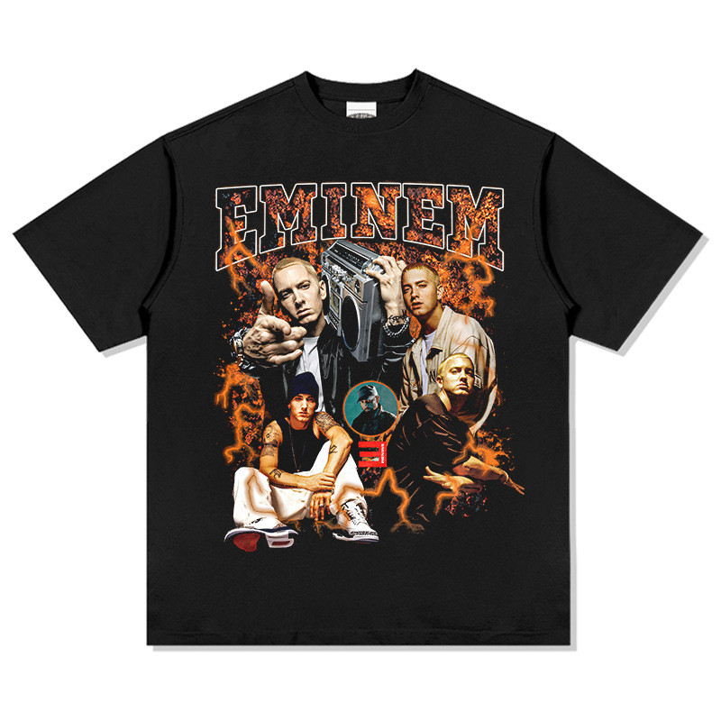 Eminem Korea Style T-shirt Oversize Kaos pria dan wanita  leher bulat
