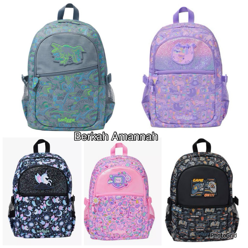 Tas smiggle Super Charge Classic Attach Backpack Unicorn blackCO