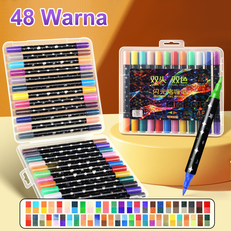 

Spidol Akrilik 48 Warna Marker Anak Aman Warna Tidak Pudar & Bisa Ditumpuk DIY