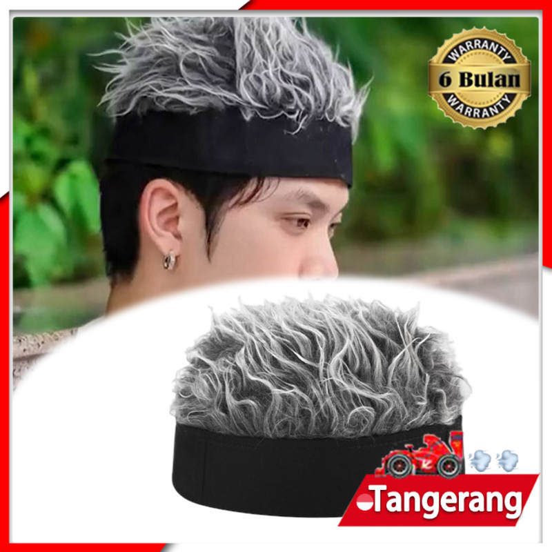 Topi Wig Rambut Pria Topi Wig Pria Topi Rambut Palsu Hip Hop Pendek