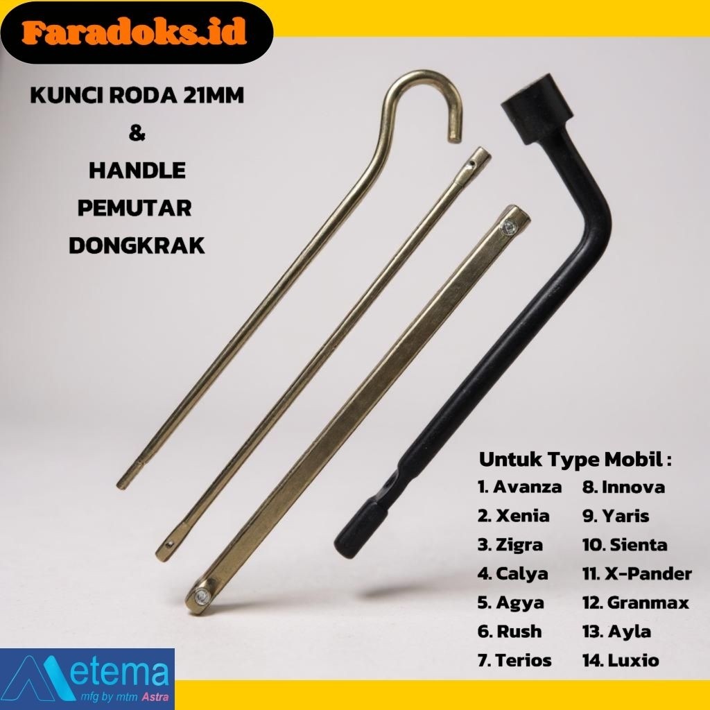PAKET KUNCI RODA MOBIL 21 MM/ TIRE WRENCH 21 MM & HANDLE DONGKRAK/ PEMUTAR DONGKRAK/ KUNCI BAN SEREP