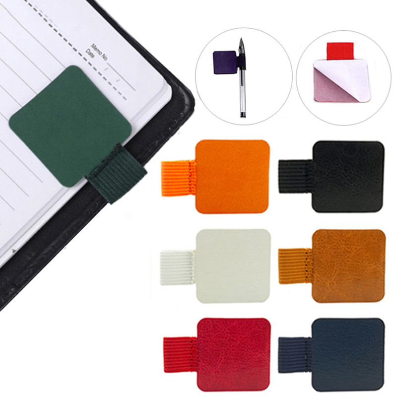 

Pencil Clip PU Leather Pen Holder Self Adhesive Elastic Loop Cover Ring for Pencil Books Notebooks Journal Clipboard Stationery