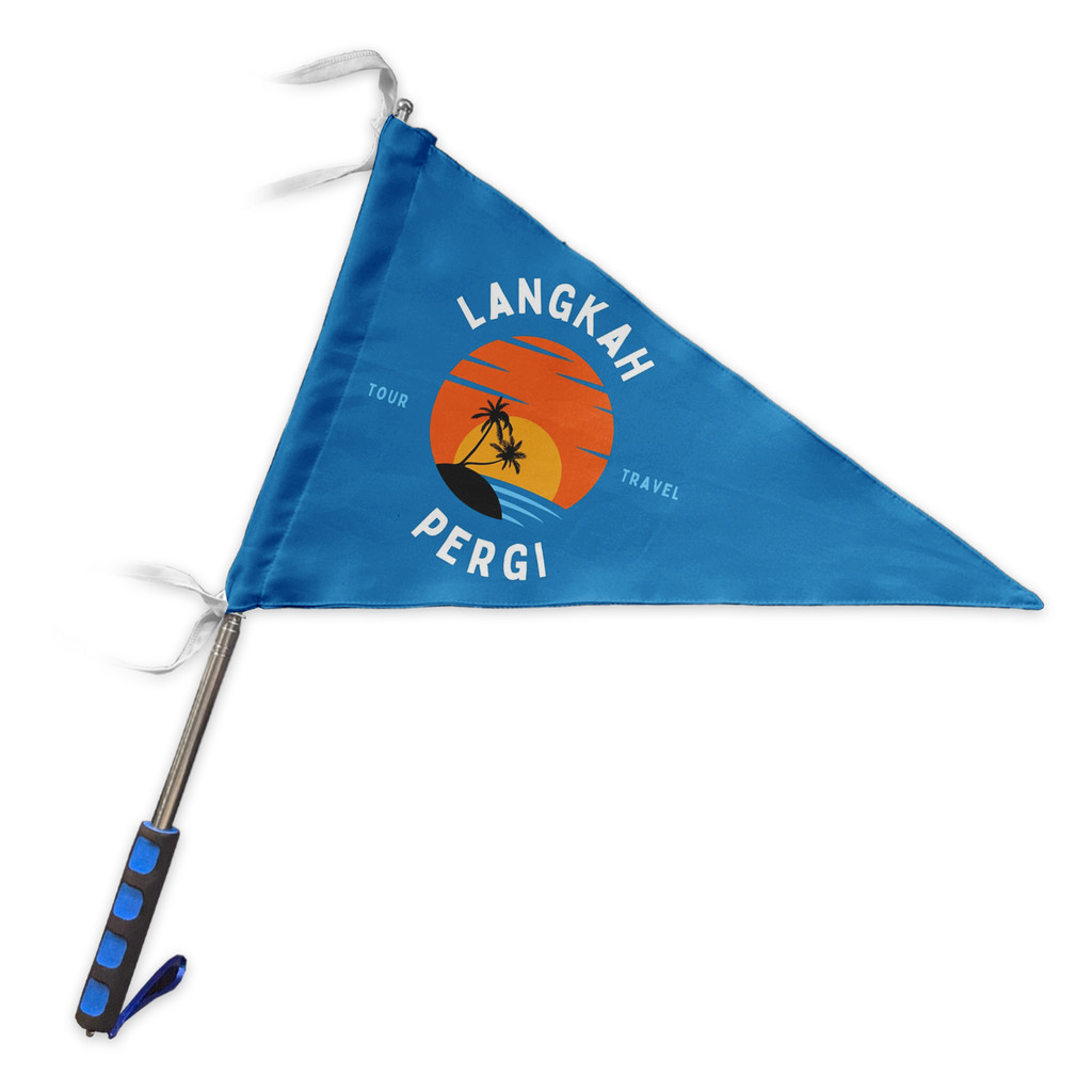 Cetak Bendera Custom Tour Guide Segitiga untuk Tour Travel, Traveler, Umroh, dan Haji 12