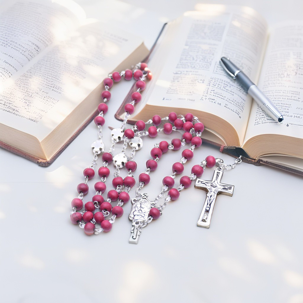 ROSARIO KALUNG KAYU MERAH / KALUNG ROSARIO KATOLIK / ROSARIO ASLI / ROSARIO KAYU / KONTAS