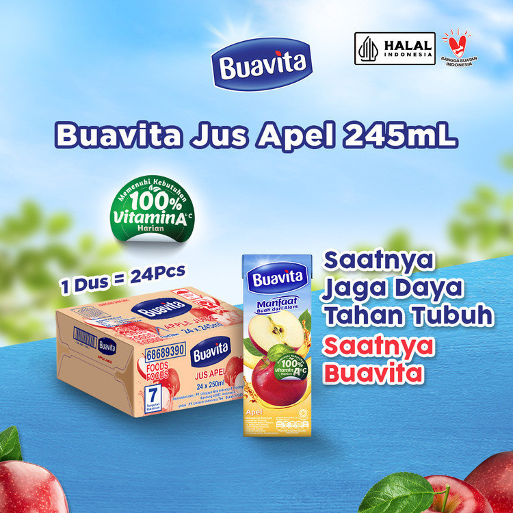 

Buavita Juice Apel 250ml (Isi 24)