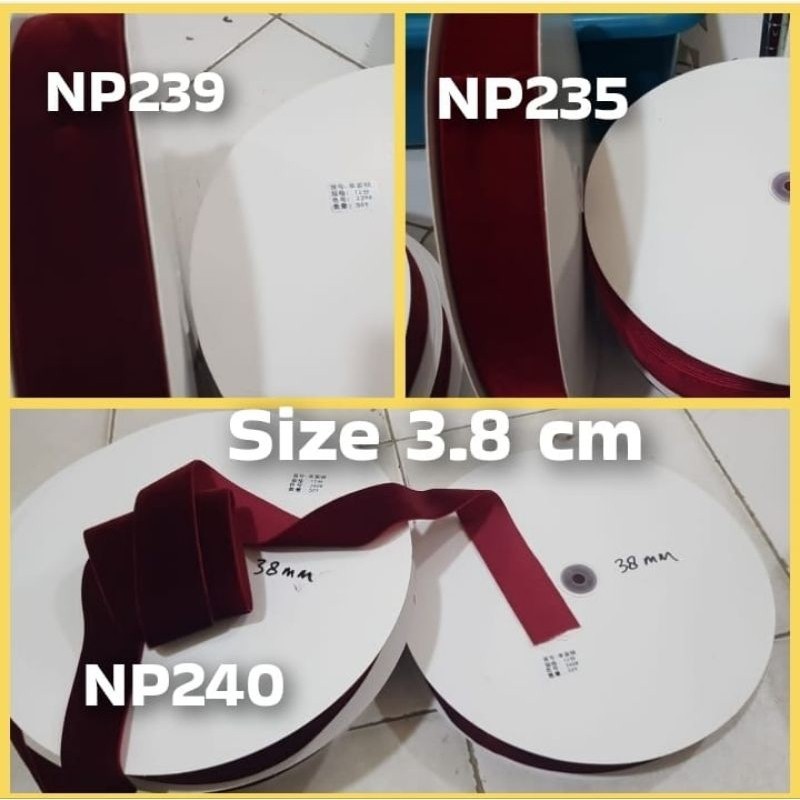 

1 Meter - size 3,8 cm | Pita Velvet Import | Pita Beludru Harga per Meter bukan 1 Roll