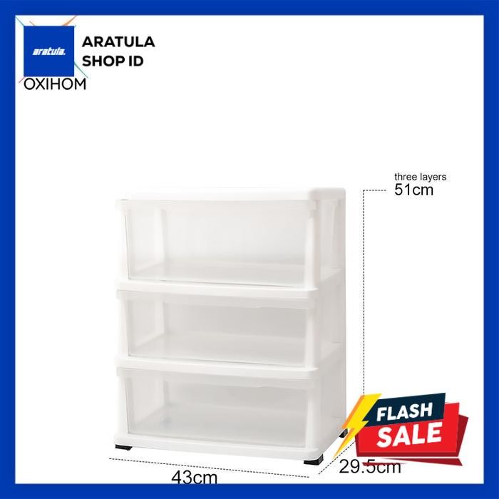 

Oxihom Lemari Plastik Susun Transparan Laci Plastik Lemari Pakaian Roda Furniture - S44T13 3 layer, Hitam