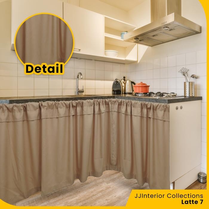 [TERLARIS] Hordeng Kolong Dapur Minimalis Polos Tirai Bawah Kompor - Latte 7[TERLARIS ]