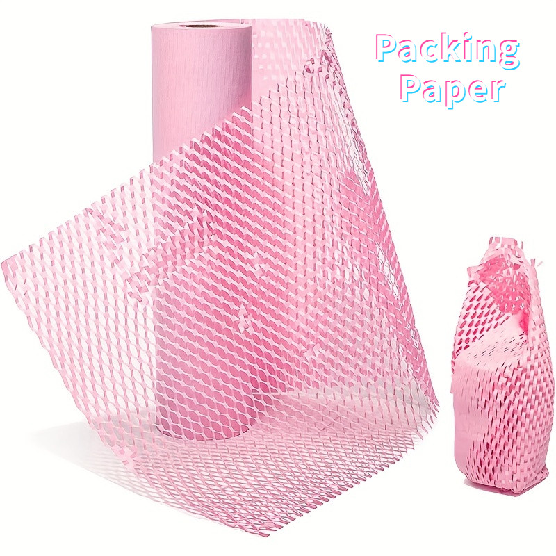 

Pink Honeycomb Packing Paper Eco Friendly Recyclable Cushion Material Moving Shipping Supplies Kraft Paper