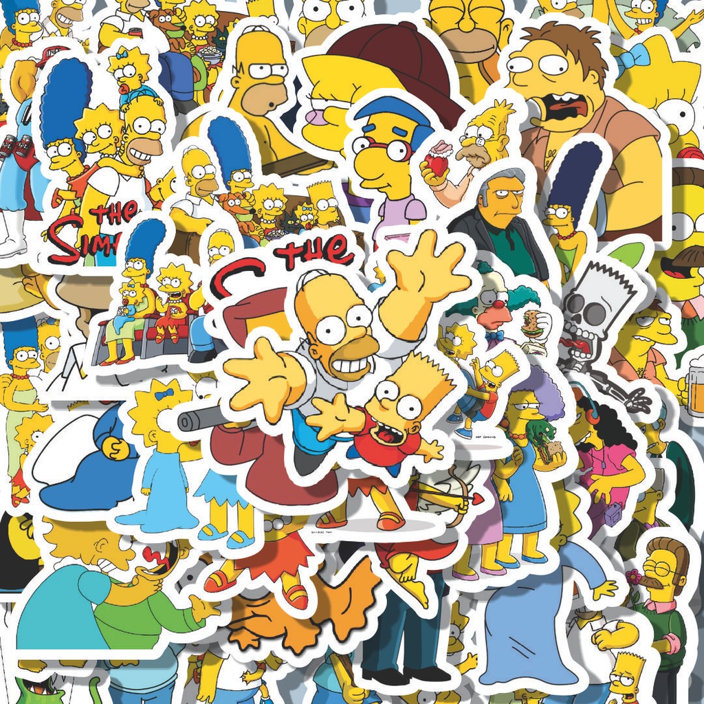 

100PCS Lucu Stiker Kartun The Simpsons Series - SIMPSONS 1 Stiker Aesthetic Stiker Anti Air Stikers Berperekat Waterproof sticker decal buat Motor Helm Buku Journal Koper Casing HP Laptop Botol Minum Hadiah anak