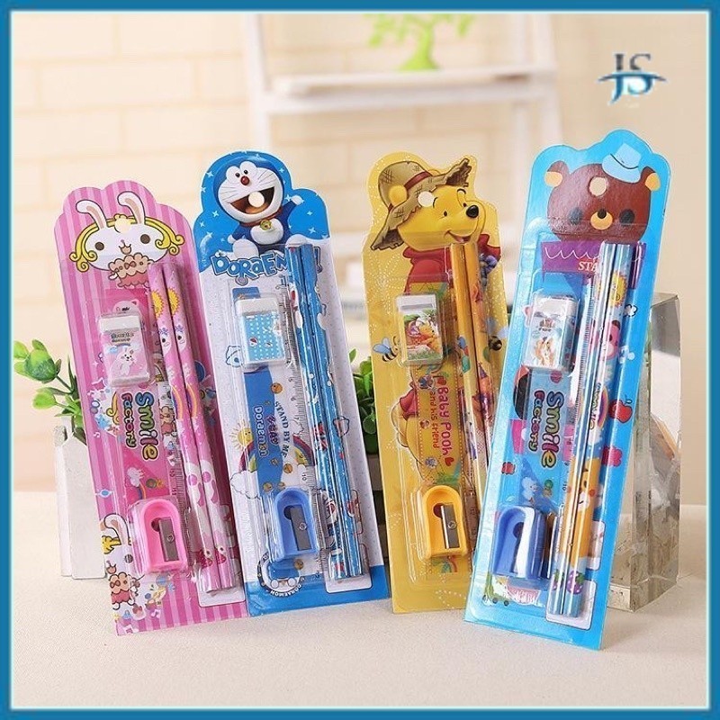 

JS GROSIR Pensil Stationery Alat Tulis set 5 in 1 Karakter Kartun Souvenir Pesta ulang tahun