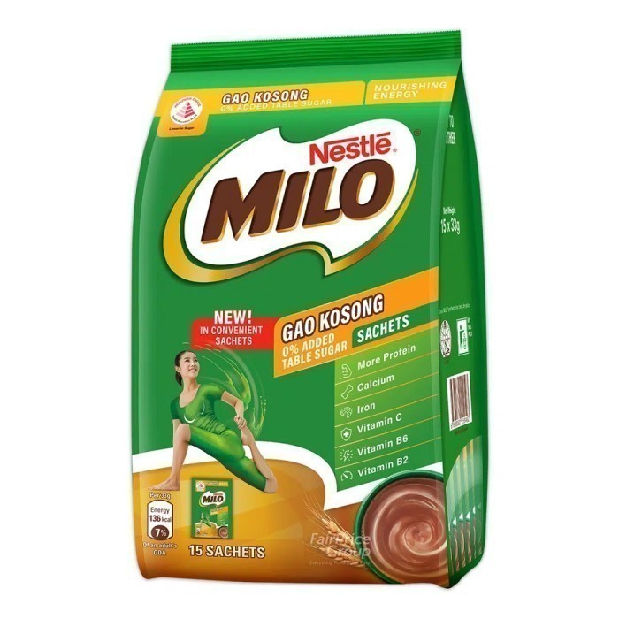 

Milo Singapore Chocolate Malt Drink Powder Milk Gao Kosong 15 Sachets