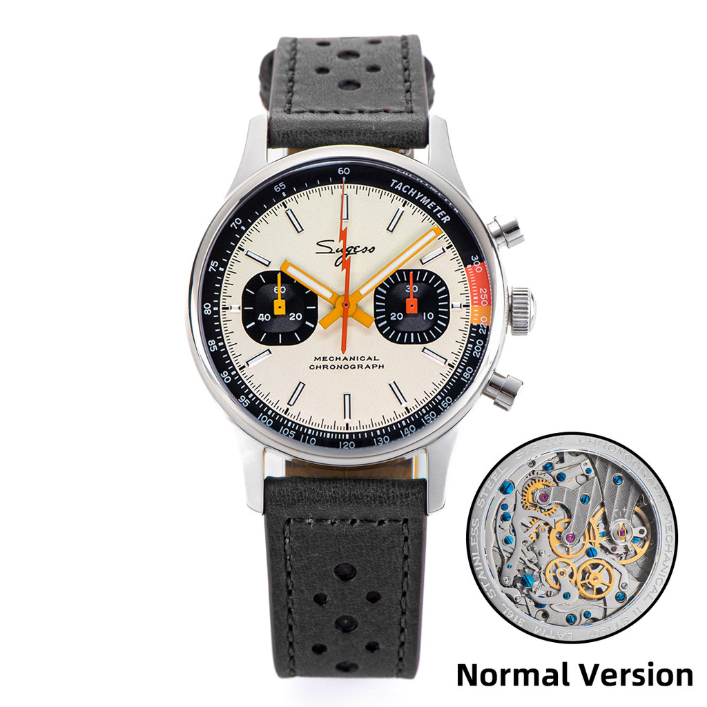 Sugess Pilot Watch with Seagull Movement Swanneck Wristwatch Mechanical Chronograph Sappire Crystal 