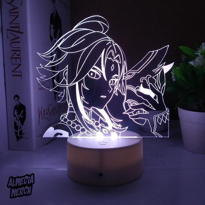Sale Lampu Tidur LED Genshin Impact / Night Lamp Acrylic Xiao Genshin - PutihTerlaris