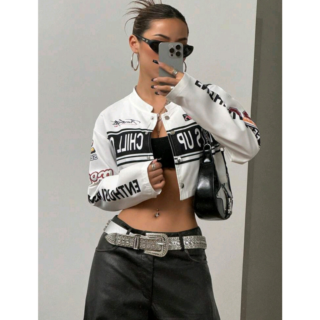 Women's Streetwear Motorcycle Cropped Jacket