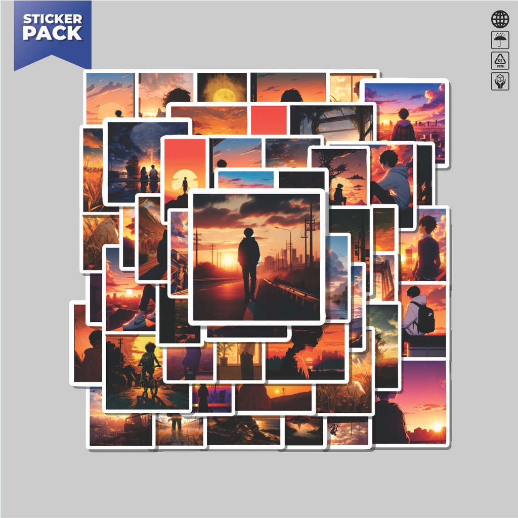 

[100PCS]Stiker Pack Stiker Anime Guys Look at Sunset Aesthetic Vinyl Anti Air Dekorasi Sticker Laptop Buku Journal Koper Helm Casing HP Gitar Helm Skateboard