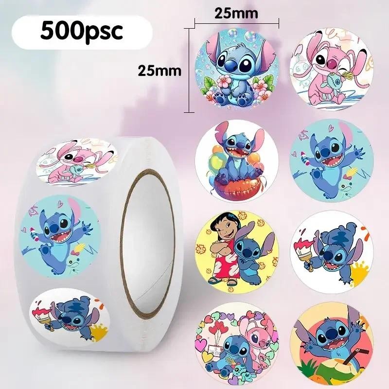 

500pcs/Roll Cute Disney Stitch Stickers Waterproof Graffiti Decorative Luggage Laptop Cup Phone Diary Book Kids Sticker Toy