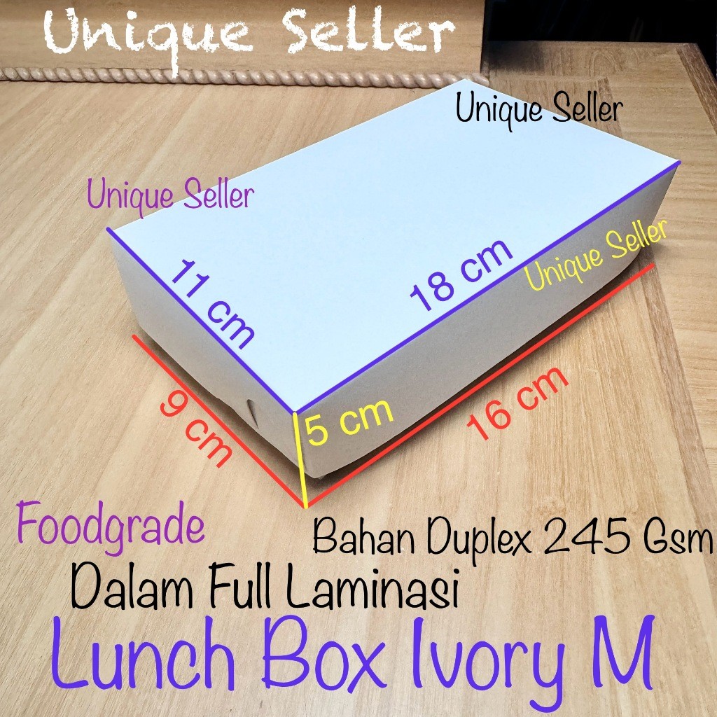 

[Isi100] Lunch Box M Uk 16x9x5 Ivory Putih Laminasi / Kotak Makan Kertas Lunch Box M / Paper Lunch Box M / Lunch Box M Ivory / Lunch Box Putih M / Kotak Makan Kertas M