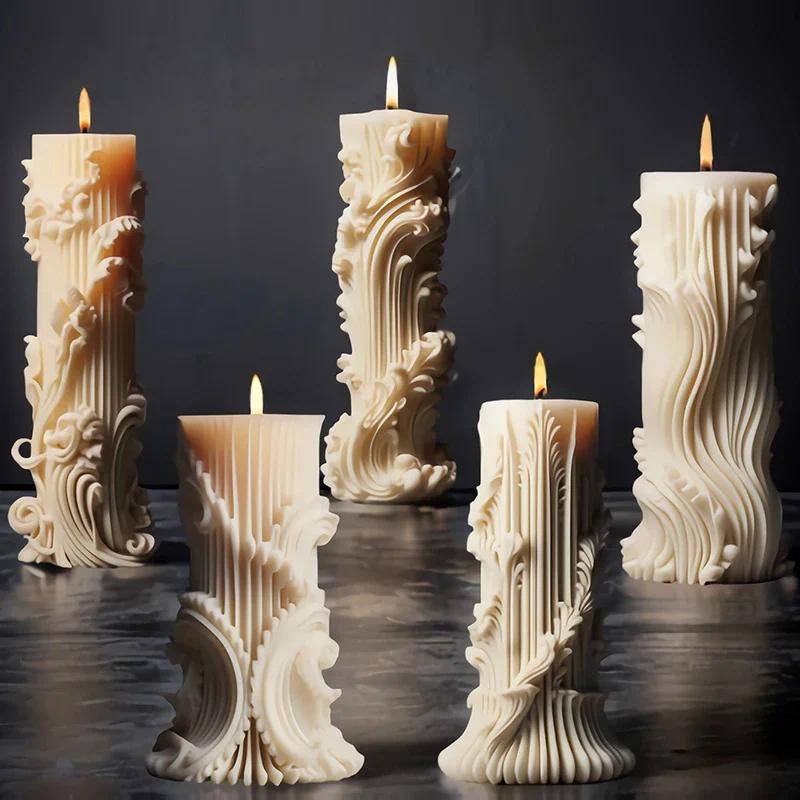 

European Style Cylindrical Aromatherapy Candle Silicone Mold DIY Minimalist Column Gift Expanding Stone Customized Grinding Tool