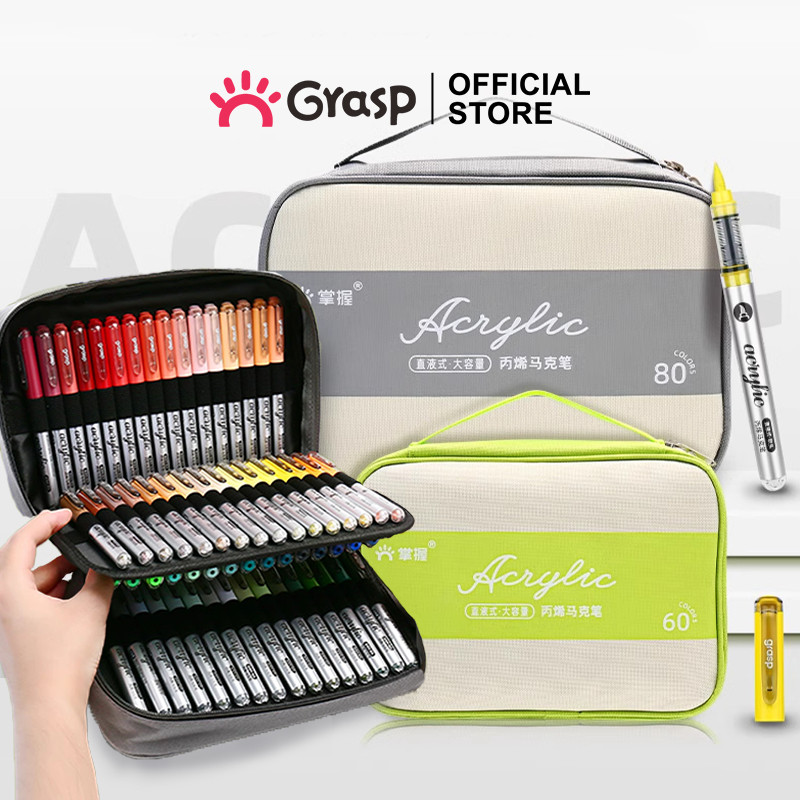 

GRASP Acrylic Marker Brush Set 24/48 Spidol Akrilik Painting All Surface Free Ekslusif Bag MW010