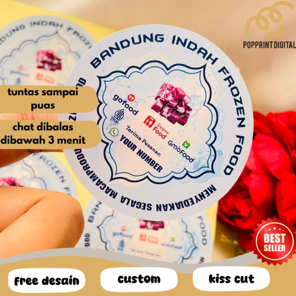 

PpD Sticker Print Cetak Stiker Frozen Food Label Makanan Beku Produk Basah Bulat Chromo Murah