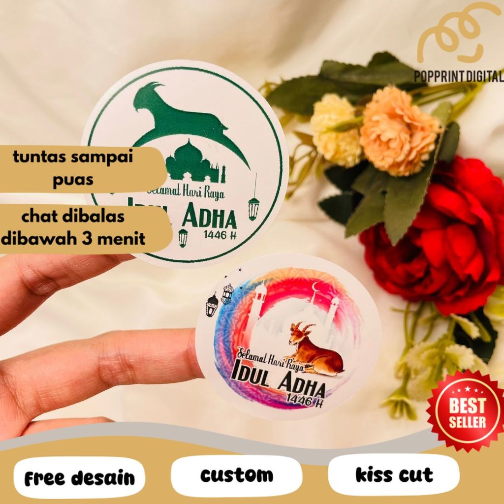 

PpD 2-4 Sticker Hampers Eid Bulat Sticker Selamat Hari Raya Idul Adha Free Desain Custom